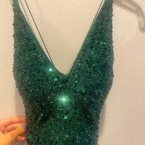 Dark green Hoco/ prom fancy dress
